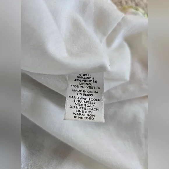 Cynthia Rowley Linen Blend Dress 8 Sleeveless Button Front Fruit Print Belted - Picture 11 of 11